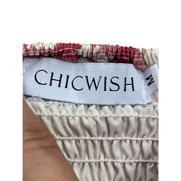 Chicwish Plum Blossom Shirred Cami Midi Dress Size Medium - Picture 3 of 7